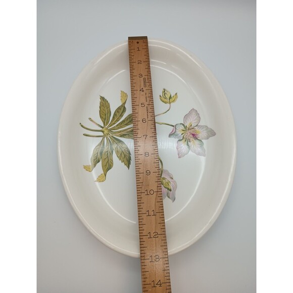 Vtg Crown Pottery Transferware Platter  Botanical Flower - Picture 7 of 8